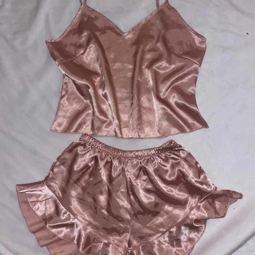Satin Sleepwear Set in Pink